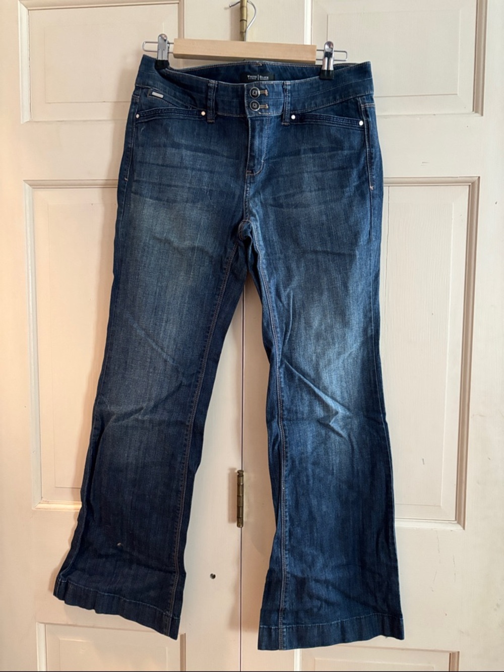 White House Black Market Dark Blue Flared Wide-Leg Jeans